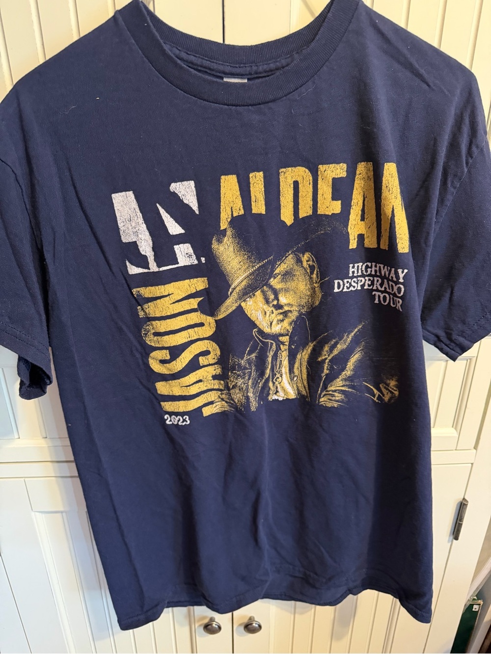 Gildan Navy Short-Sleeve Graphic Tee with Gold & White Print